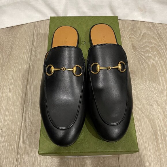 Gucci Princetown Leather Mules Size 38 - Picture 1 of 4